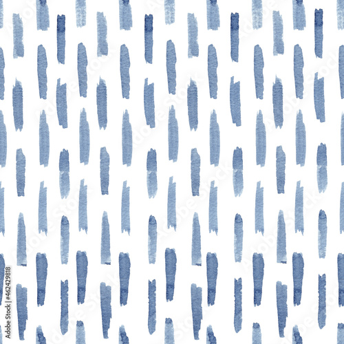 Obraz na płótnie Watercolor lines abstract background. Hand painted indigo seamless pattern. w salonie
