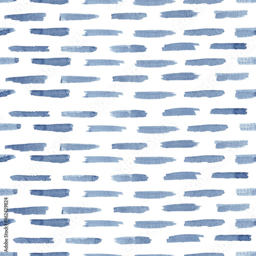Obraz na płótnie Watercolor seamless pattern lines abstract background. Blue indigo illustration. w salonie