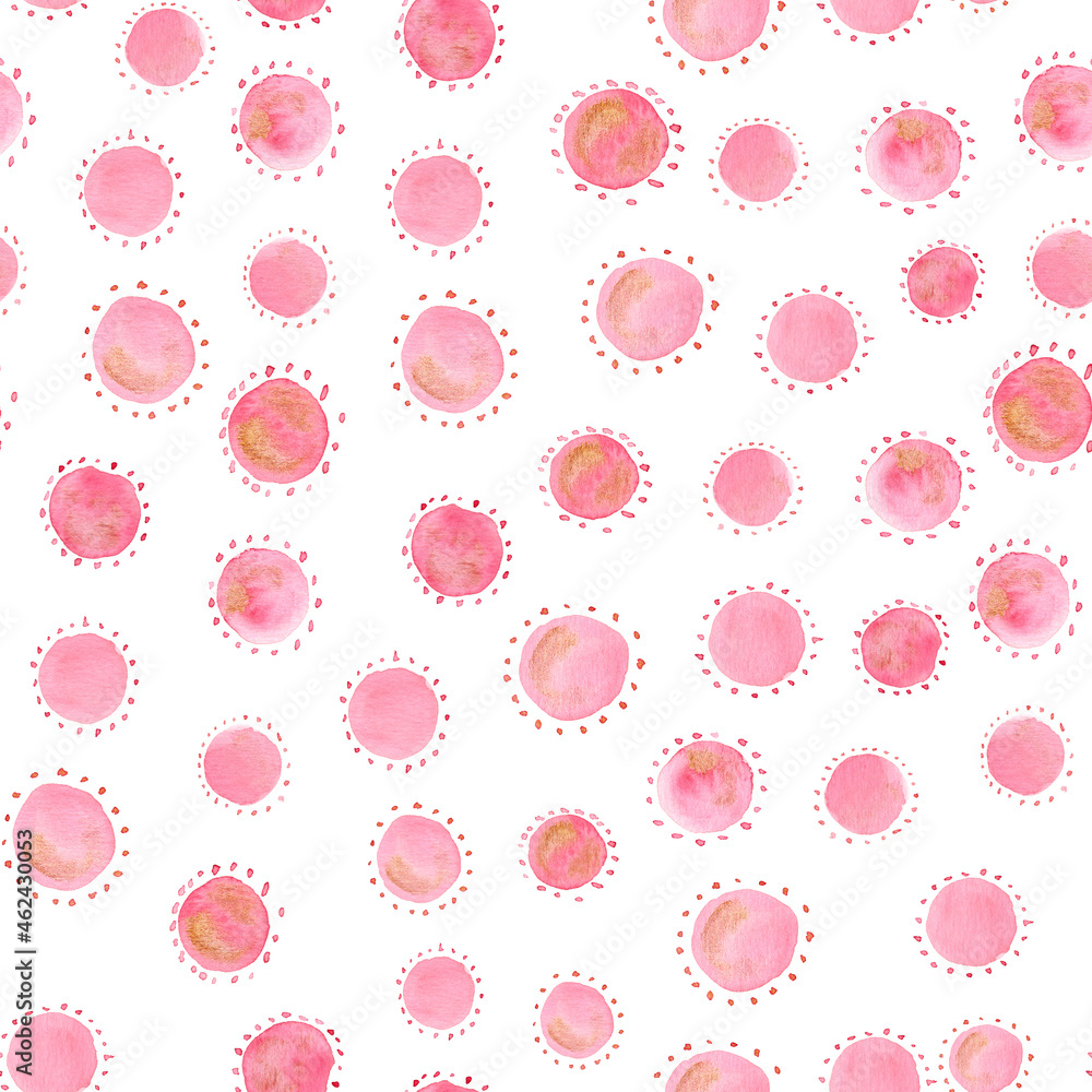 Hand painted watercolor seamless pattern. Abstract pink background clipart.