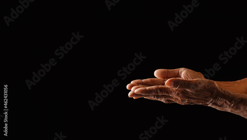 Wrinkled old man's hand