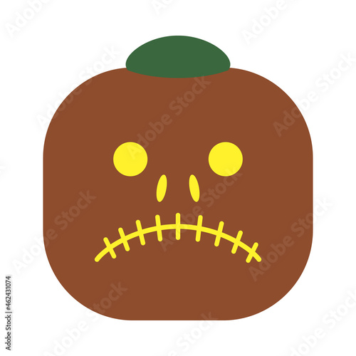 Halloween or Thanksgiving pumpkin with sad visage