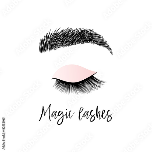 Eyelashes logo for beauty studio, lashes master and brow master logotype