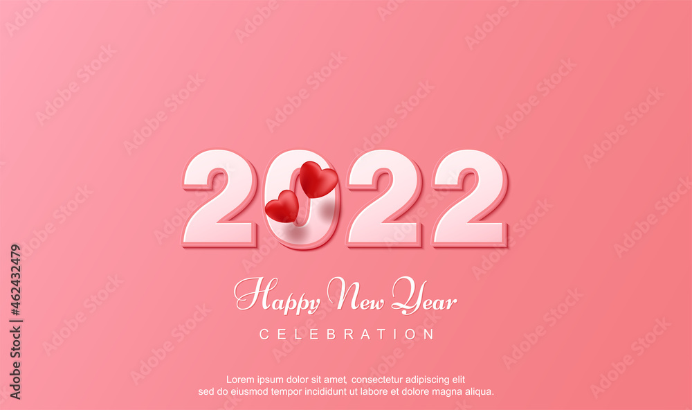 2022 new year luxury illustration with love background