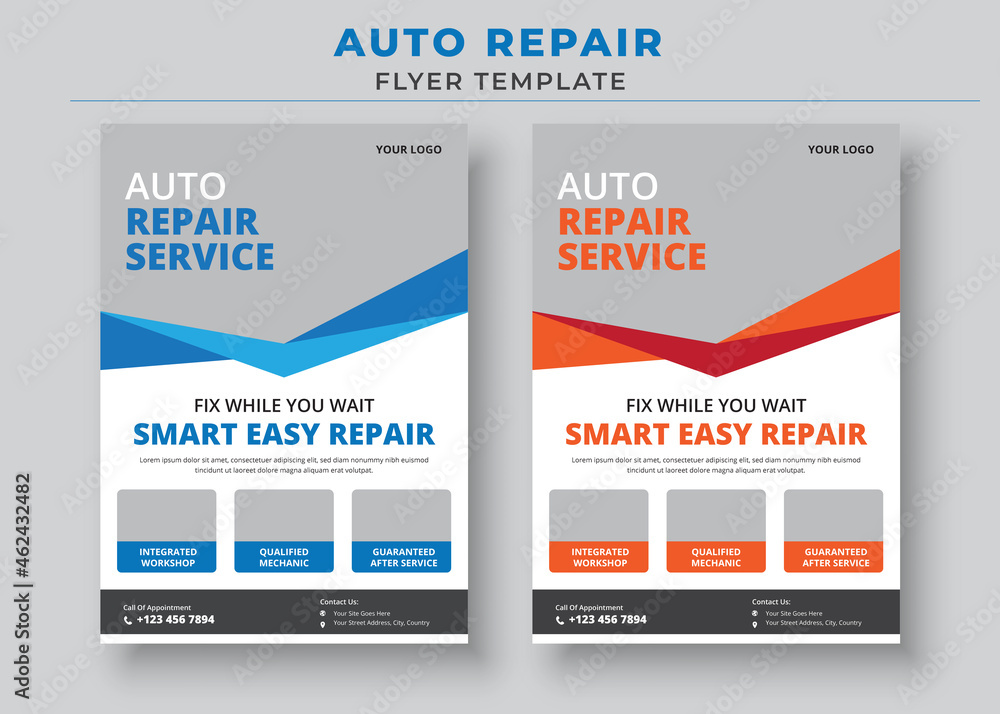 Auto Repair Flyer Template, Automobile Service flyer