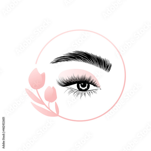 Eyelashes and eyebrows illustration for beauty salon