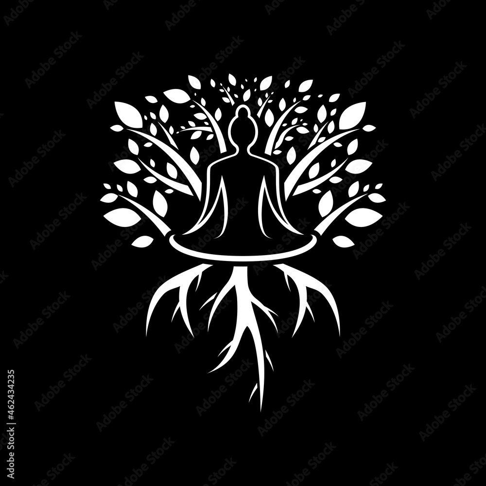 Fototapeta premium Yoga logo with tree