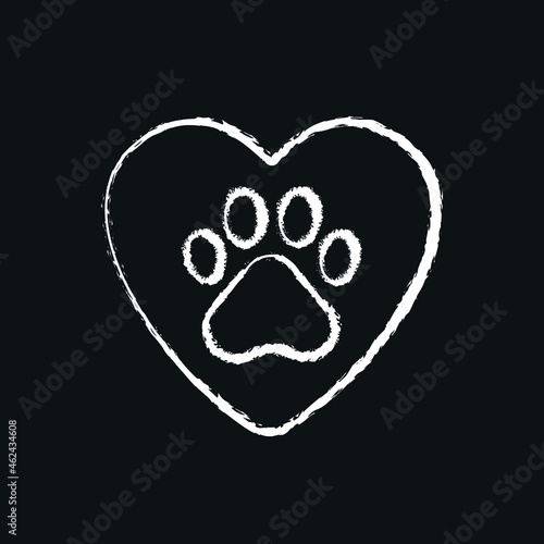 Love for animals chalk icon. Vector isolated black illustration