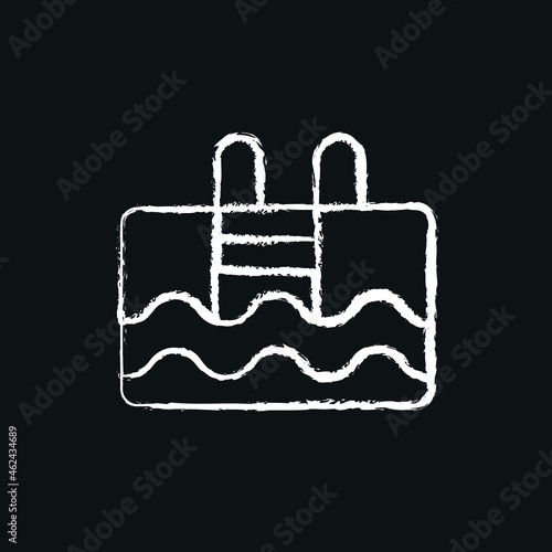 Swimming pool chalk icon. Vector isolated black illustration