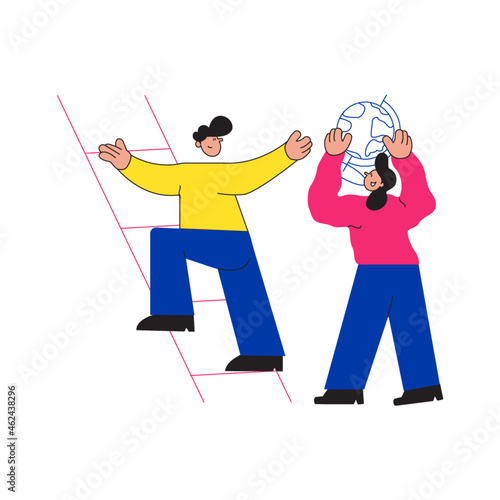 Female employee achieved promotion and celebrating with colleague