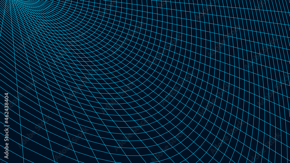 Obraz premium Wireframe landscape background. Digital landscape for presentations. Cyberspace grid. Vector illustration.