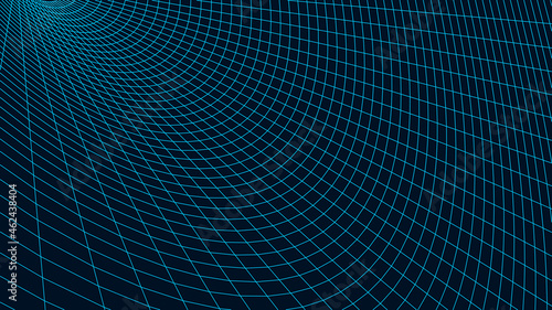 Wireframe landscape background. Digital landscape for presentations. Cyberspace grid. Vector illustration.