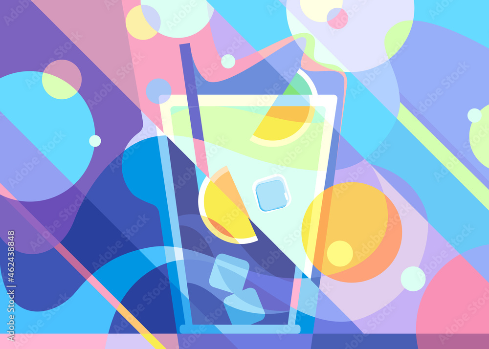 Banner with citrus cocktail. Placard design in abstract style.