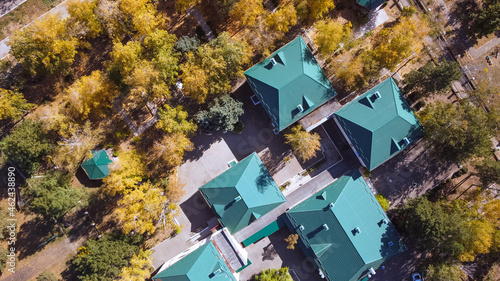 Aerial view of a medical facility, home for veterans and the elderly in Tiraspol, Moldova