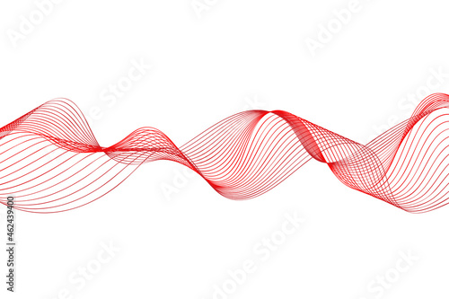 Red Wavy  Lines Abstract Background. Vector