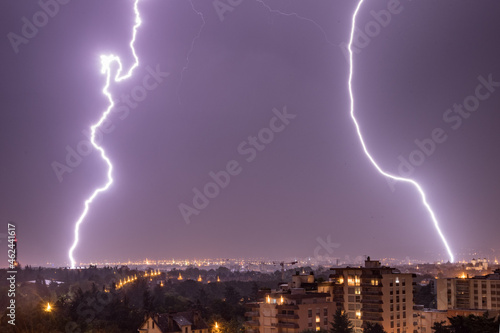 Double lightning over the city