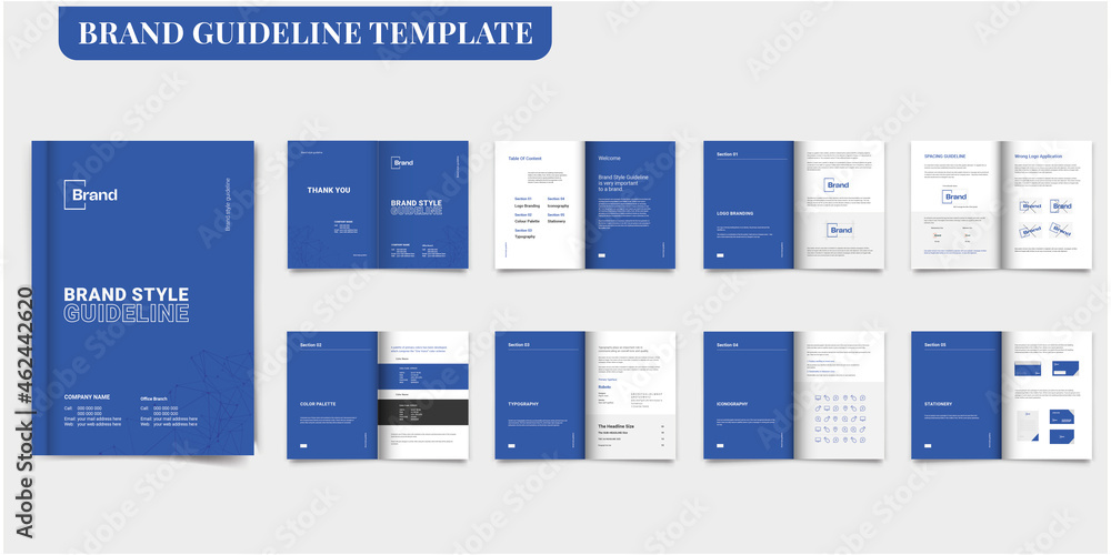 Brand Guideline Template Brand Style Guide Brochure Brand Book Brand Manual Brand Identity Guideline
 - obrazy, fototapety, plakaty 