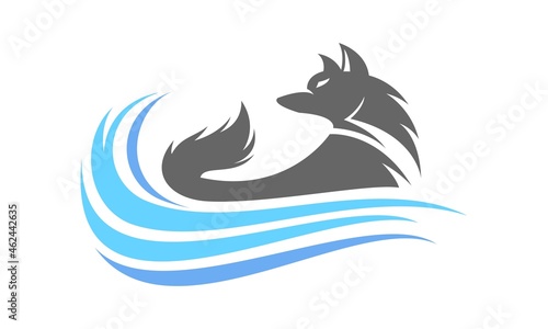 Hunter wolf and wave vector logo