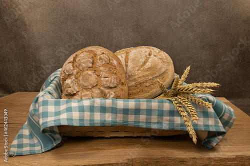 two bread in a wicker basket photo