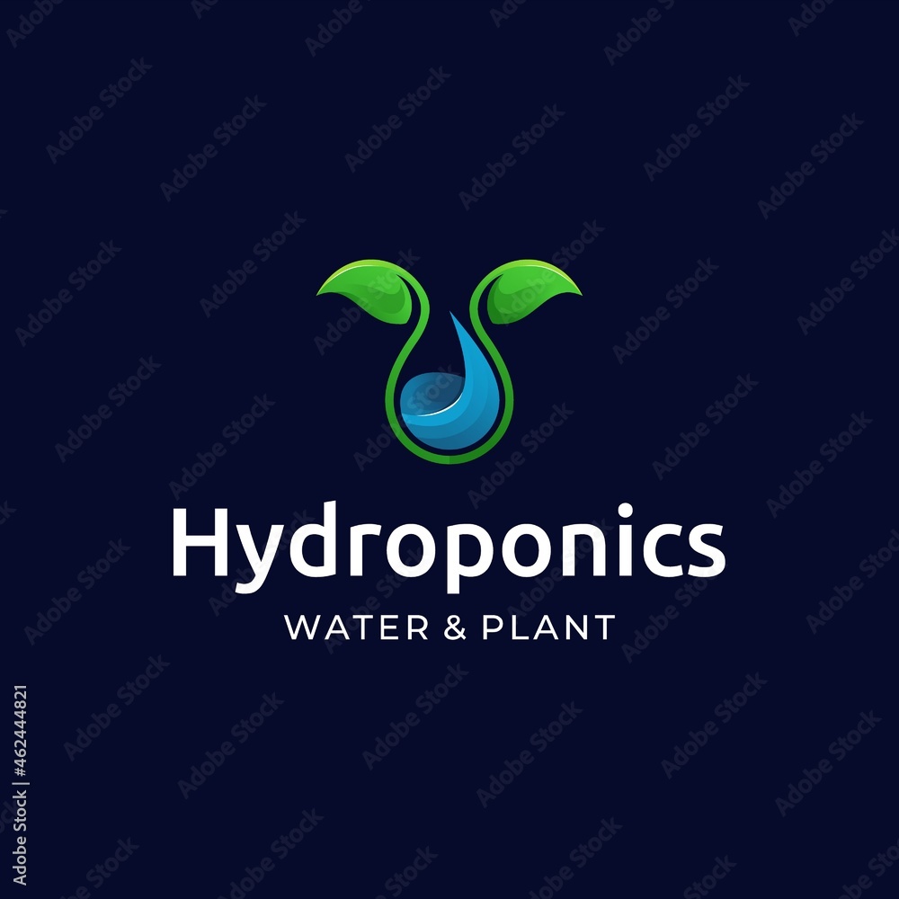 Fototapeta premium creative hydroponic water and plant leaf logo
