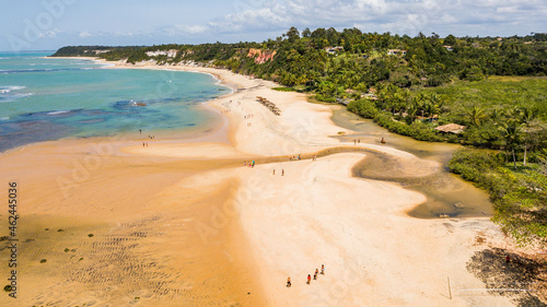Praia do Espelho  Porto Seguro  Bahia. Aerial view of Praia do Espelho with reefs  corals and cliffs