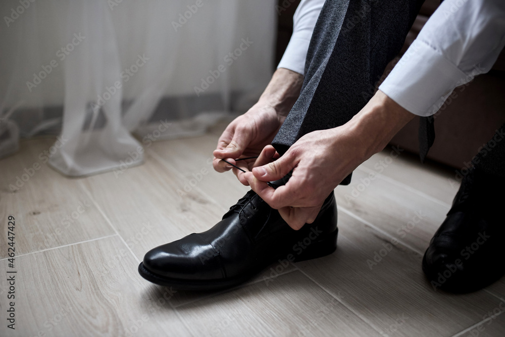 businessman clothes shoes, man getting ready for work,groom morning before wedding ceremony. Men Fashion businessman clothes shoes, man getting ready for work,groom morning before wedding ceremony. Men Fashion