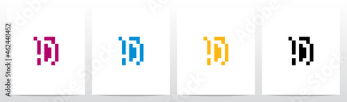Pixel Square Rectangle Letter Logo Design D