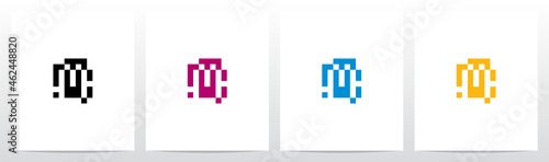 Pixel Square Rectangle Letter Logo Design M