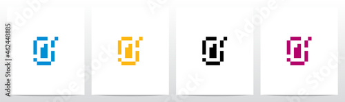 Pixel Square Rectangle Letter Logo Design O