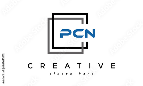 creative initial Three letters PCN square logo design concept vector