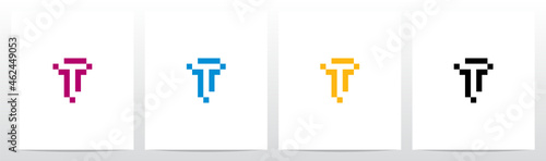 Pixel Square Rectangle Letter Logo Design T