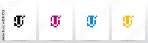 Pixel Square Rectangle Letter Logo Design U