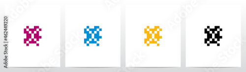 Pixel Square Rectangle Letter Logo Design X