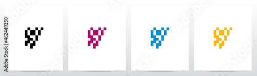 Pixel Square Rectangle Letter Logo Design Y