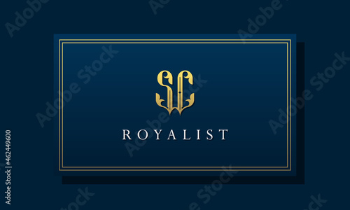 Royal vintage intial letter SC logo.