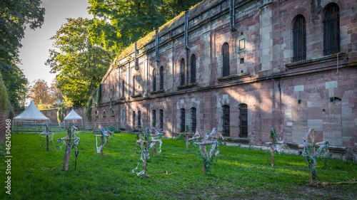 Beautiful halloween decoration in the fortress park in Reichstett in France on October 2021