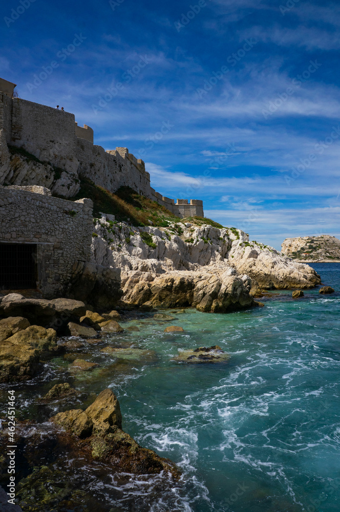 Seaside of the island, where is Château d'If, near Marseille, Provence-Alpes-Côte d’Azur, France