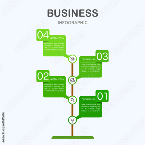 Infographic process 4 steps branch on the tree