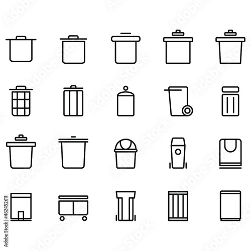 Simple set of trash can vector on white background.