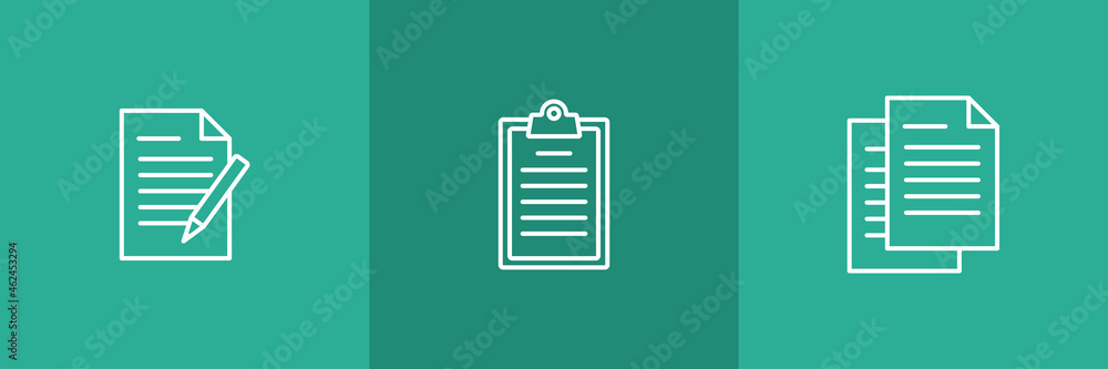 Set of 3 files icons on green background. Set of 3 files icons on green background.