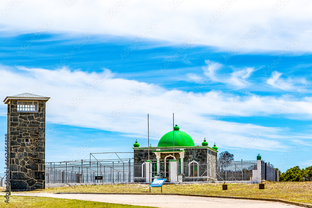 Fototapeta premium Watchtower and mosque at Robben Island, Cape Town, South Africa, Africa