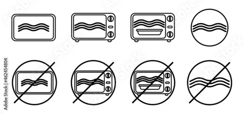 Microwave oven safe isolated on white background. Icon for cookware in ink style.