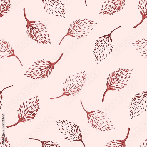 Floral calm vector seamless pattern. Panicle inflorescences on a light pink background. For printing on fabrics, textiles, wallpaper, paper.