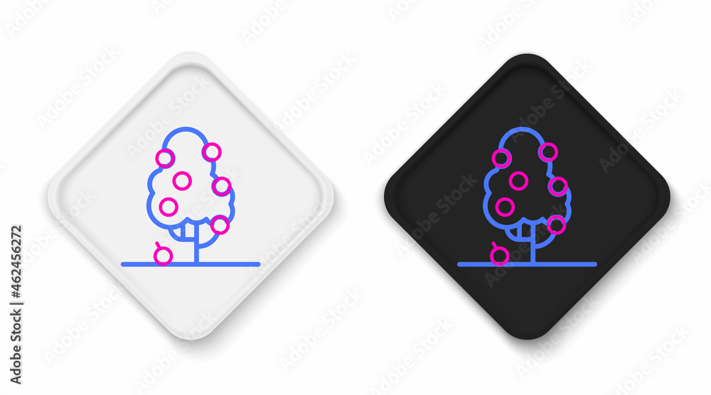 Line Fruit tree icon isolated on white background. Agricultural plant. Organic farm product. Fruit garden. Gardening theme. Colorful outline concept. Vector Line Fruit tree icon isolated on white background. Agricultural plant. Organic farm product. Fruit garden. Gardening theme. Colorful outline concept. Vector