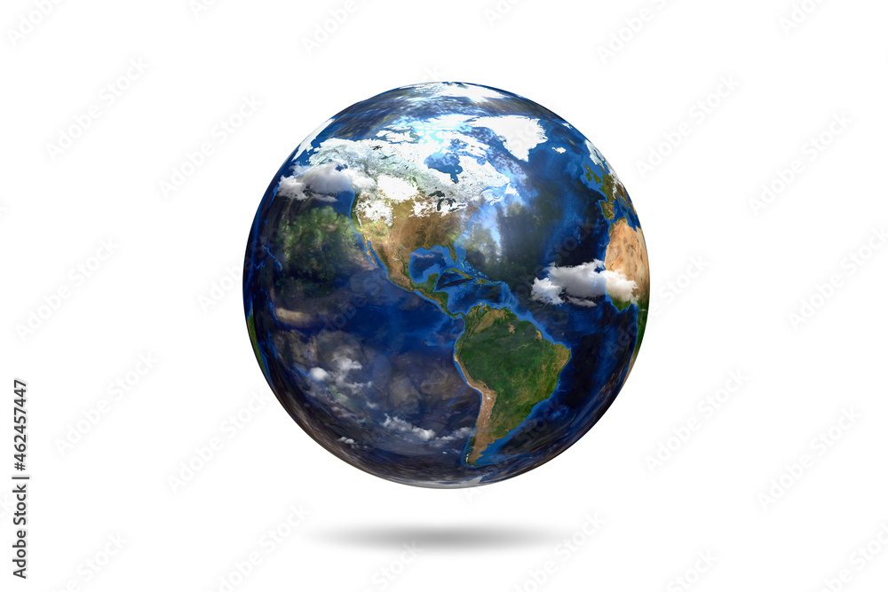 Fototapeta premium Planet Earth on White Background, 3D Illustration