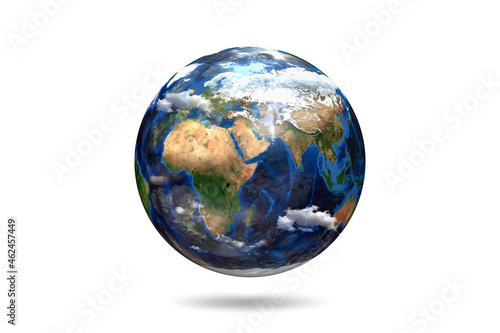 Planet Earth on White Background  3D Illustration