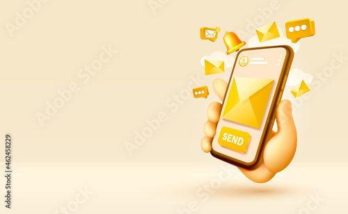 Send an email, message smartphone mobile screen, technology mobile display. Vector
