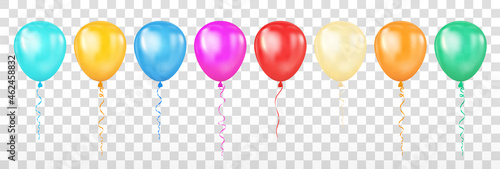 Set of Colorful Glossy Balloons on Transparent Background. Vector Illustration.
