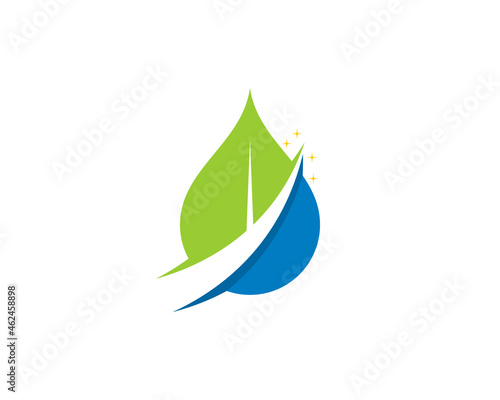 Combination nature leaf with water illustration logo