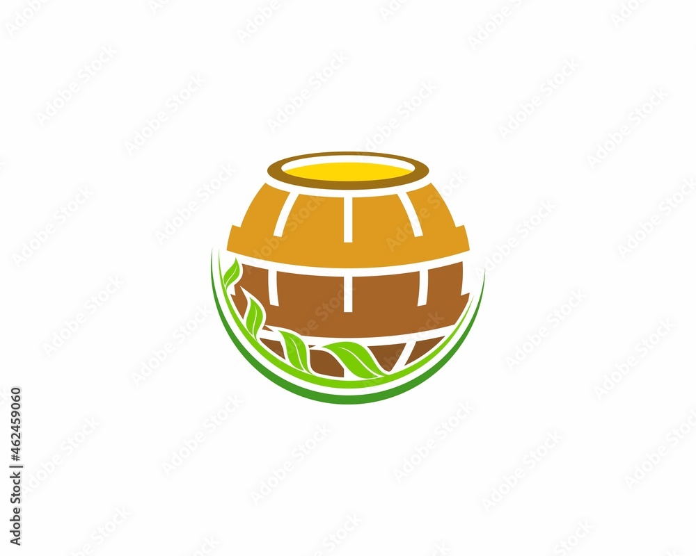 Honey barrel on the nature leaf Honey barrel on the nature leaf