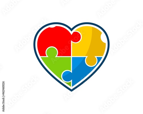 Simple love shape with rainbow puzzle inside